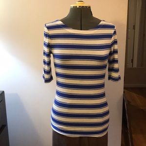 Short slv low back blue & white T-shirt szXS B Rep